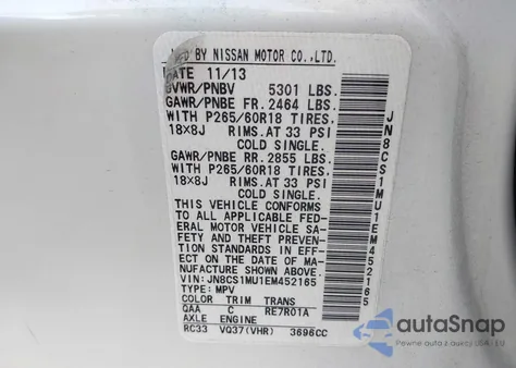 2014 Infiniti Qx70 из США, поврежденный, VIN JN8CS1MU1EM452165